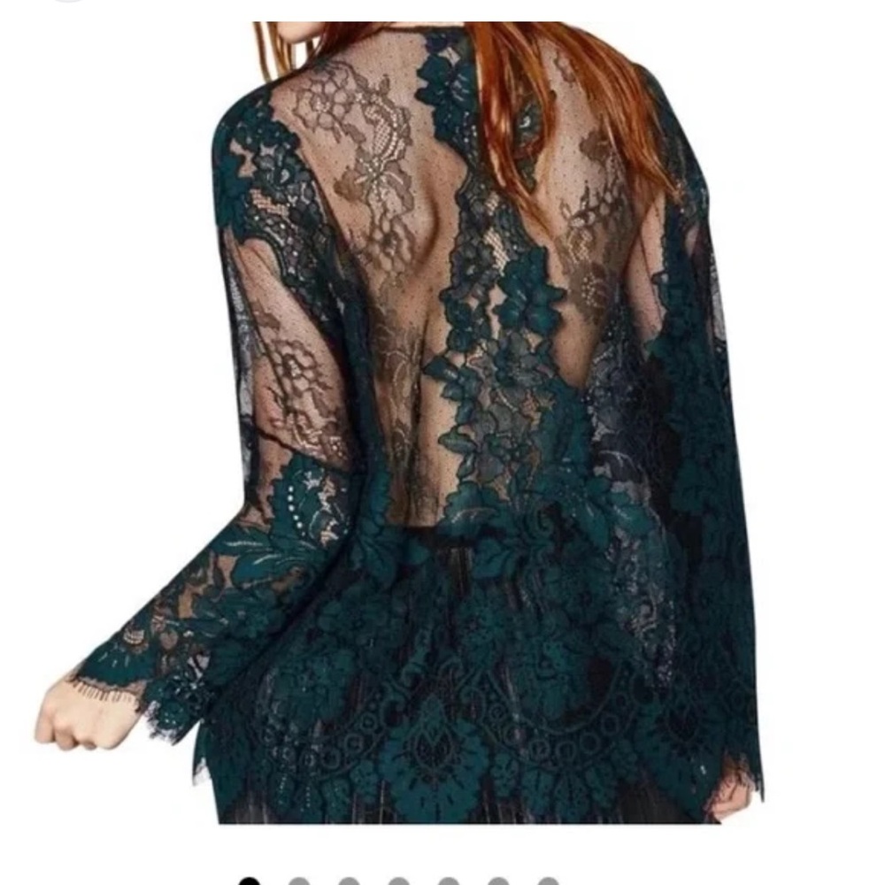 Zara Dark Green Lace Top